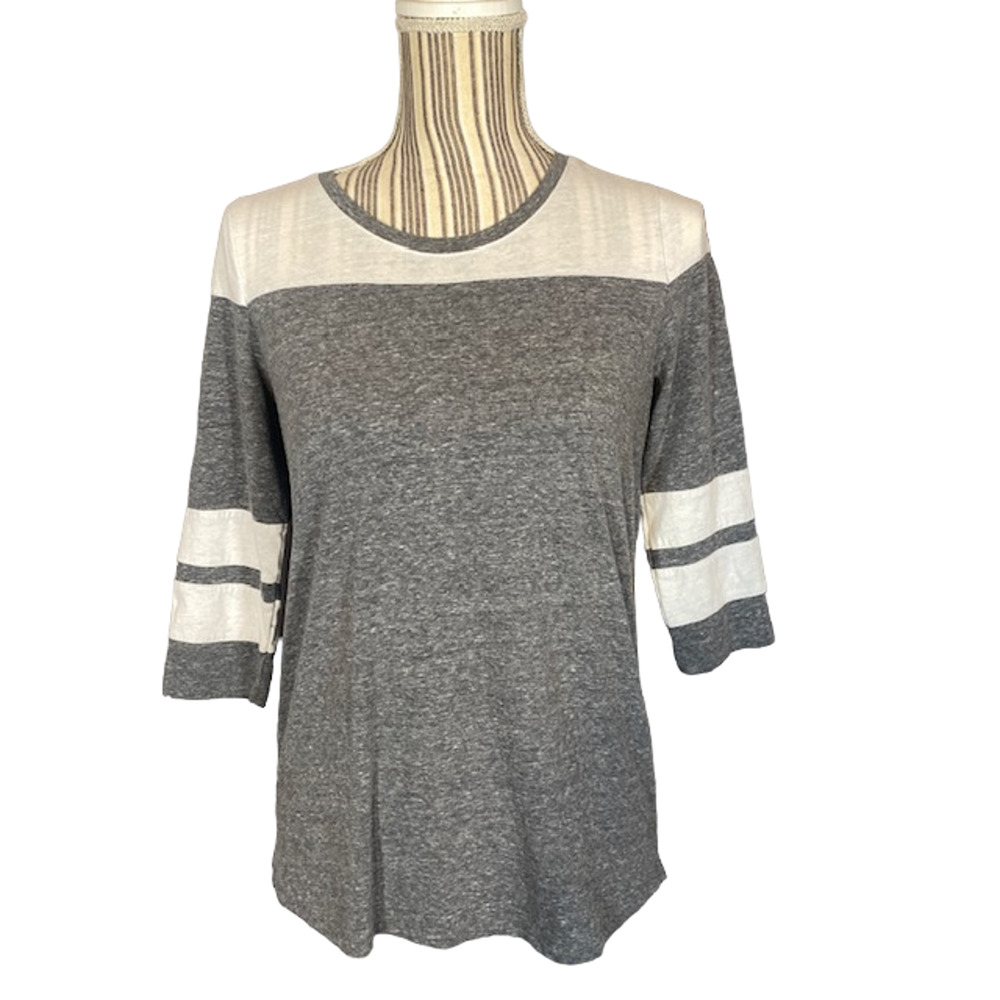 Charlotte Russe Women’s Gray Color Block Casual Short Sleeve T-Shirt Size Small